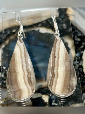 Raw Phantom Calcite Earrings 2 1/2”